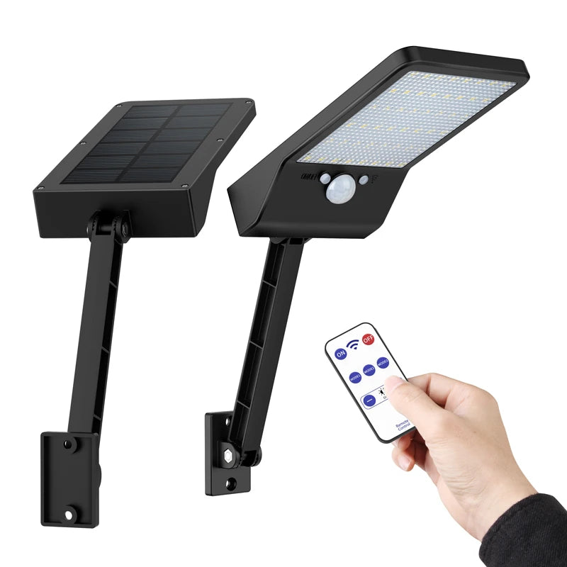 QLTEG 48 LED 800 LM Outdoor Solar Power Street Wall Lamp PIR Motion Sensor Garden Security Waterproof remote control solar light