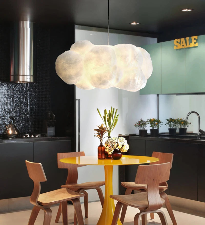 Cloud Chandelier Restaurant Lamps Modern White Floating Cloud Pendant Light Dining Room Hanging Lamp Kitchen Island Decor Light