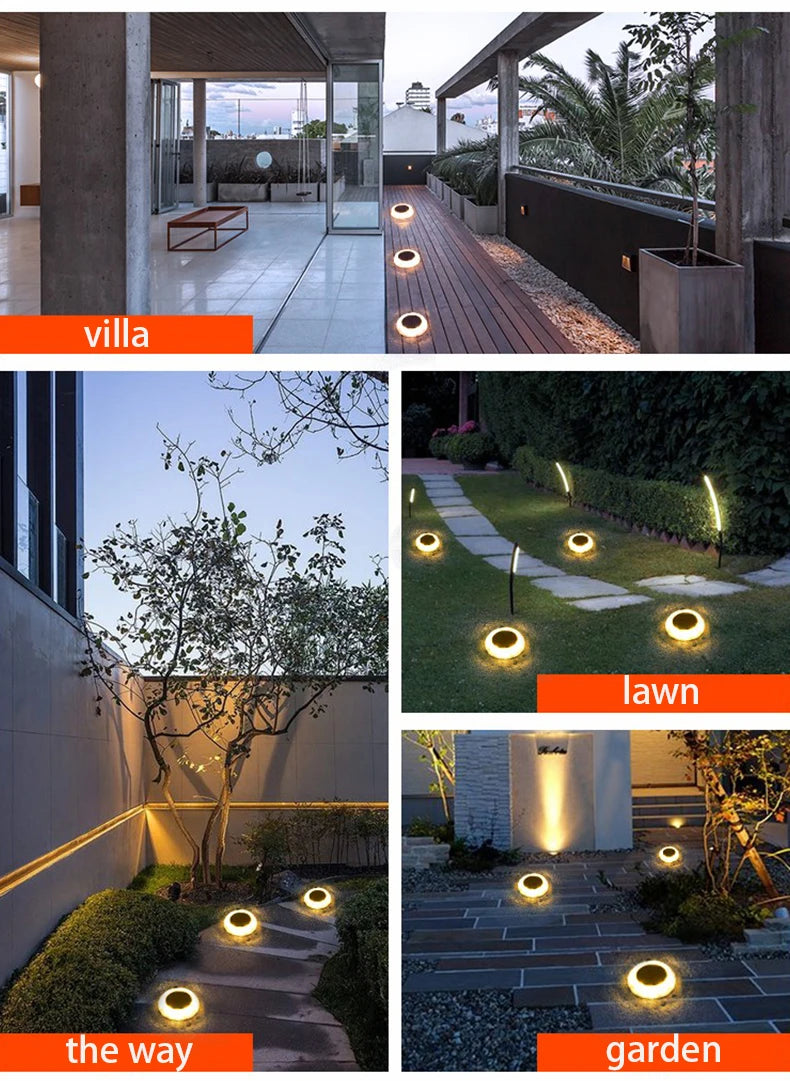 LED Solar Lawn Lights Outdoor Waterproof Solar Powered Buried Street Lamp Garden Villa Decorative Solar Light White Warm