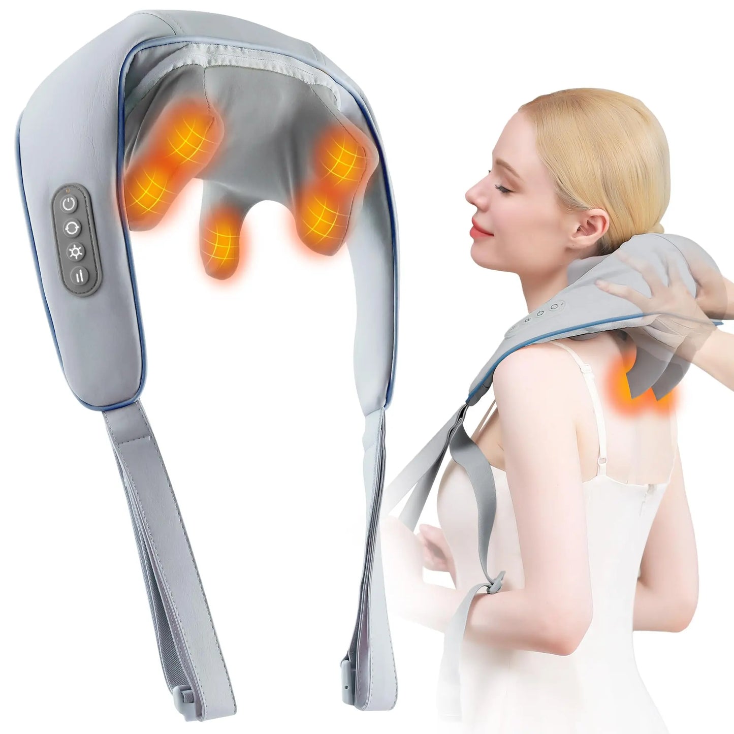 2025 Hot Sale Back Massager Deep Tissue Kneading Electric Neck and Shoulder Relaxer Neck & Back Massager with Heat