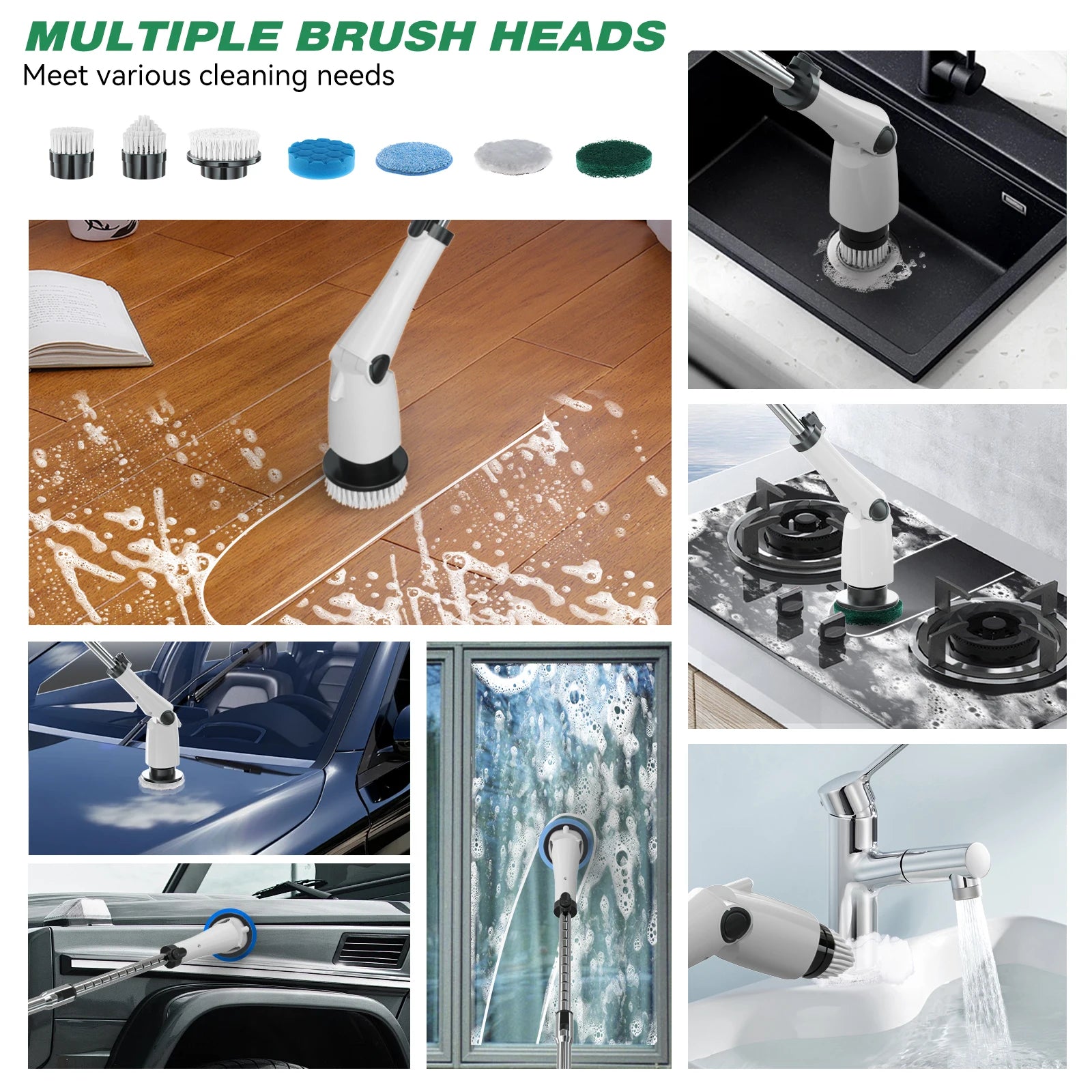 Electric Spin Scrubber, Cordless Cleaning Brush, Shower Cleaning Brush Portable Handheld Scrub for Bathroom Tile Floor Bathtub