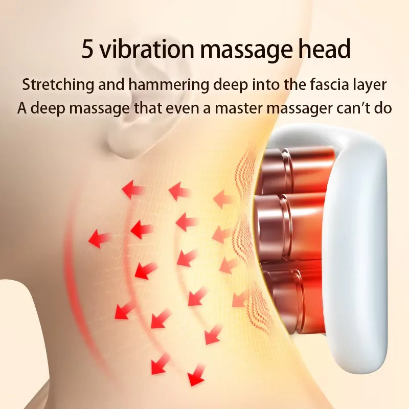 Smart Electric Neck Massager with Heating and Multi-Node Stimulation for Cervical Pain Relief and Muscle Relaxation
