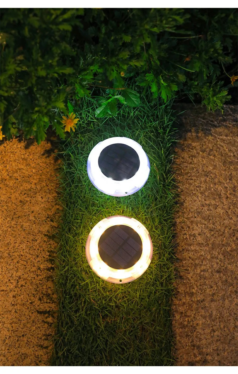 LED Solar Lawn Lights Outdoor Waterproof Solar Powered Buried Street Lamp Garden Villa Decorative Solar Light White Warm
