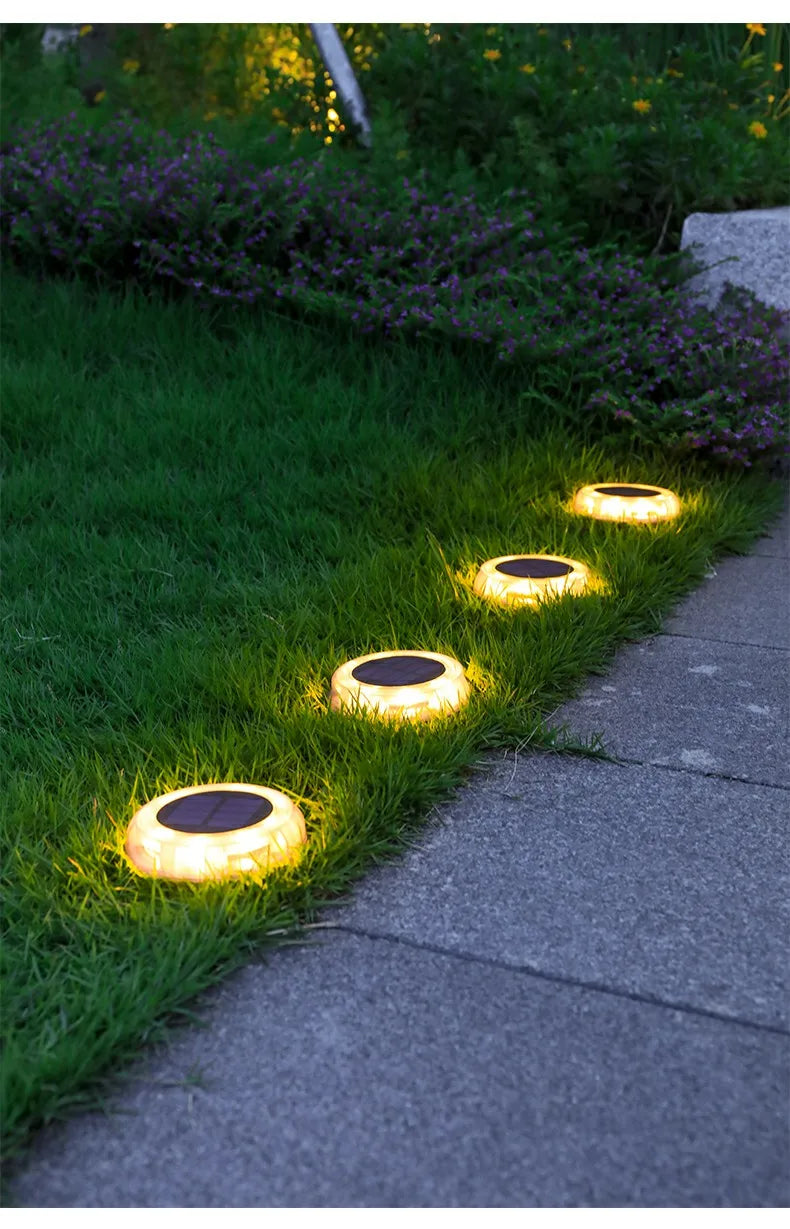 LED Solar Lawn Lights Outdoor Waterproof Solar Powered Buried Street Lamp Garden Villa Decorative Solar Light White Warm