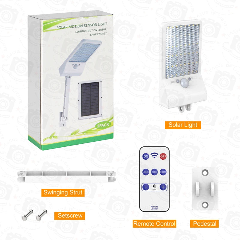 QLTEG 48 LED 800 LM Outdoor Solar Power Street Wall Lamp PIR Motion Sensor Garden Security Waterproof remote control solar light