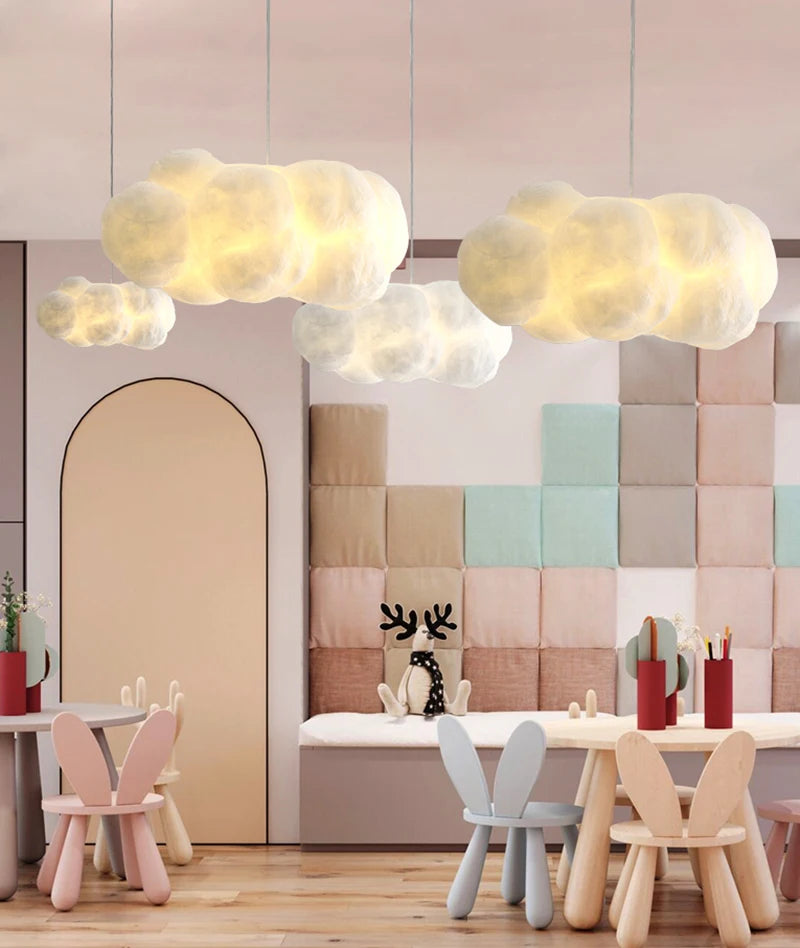 Cloud Chandelier Restaurant Lamps Modern White Floating Cloud Pendant Light Dining Room Hanging Lamp Kitchen Island Decor Light