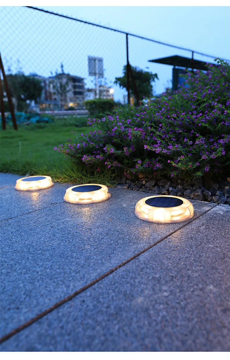 LED Solar Lawn Lights Outdoor Waterproof Solar Powered Buried Street Lamp Garden Villa Decorative Solar Light White Warm
