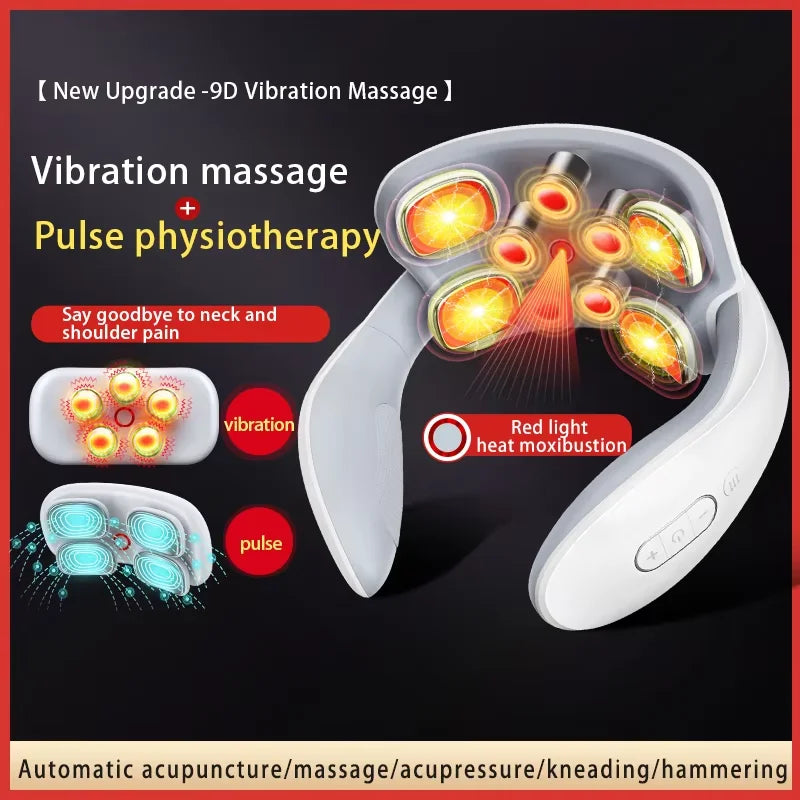 Smart Electric Neck Massager with Heating and Multi-Node Stimulation for Cervical Pain Relief and Muscle Relaxation