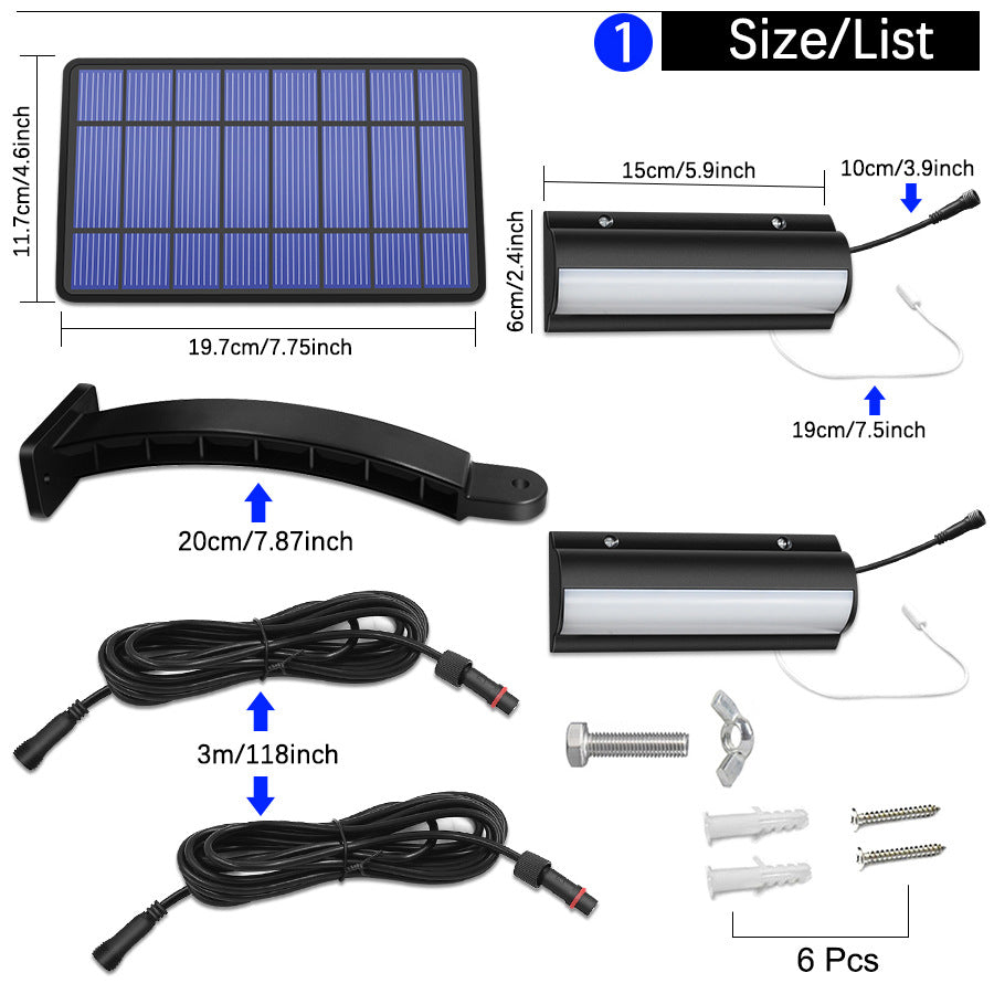 Double Head Solar Pendant Light Outdoor Waterproof Garden PIR Motion Sensor LED Floodlight Dimmable Remote Cord Solar Light Shed