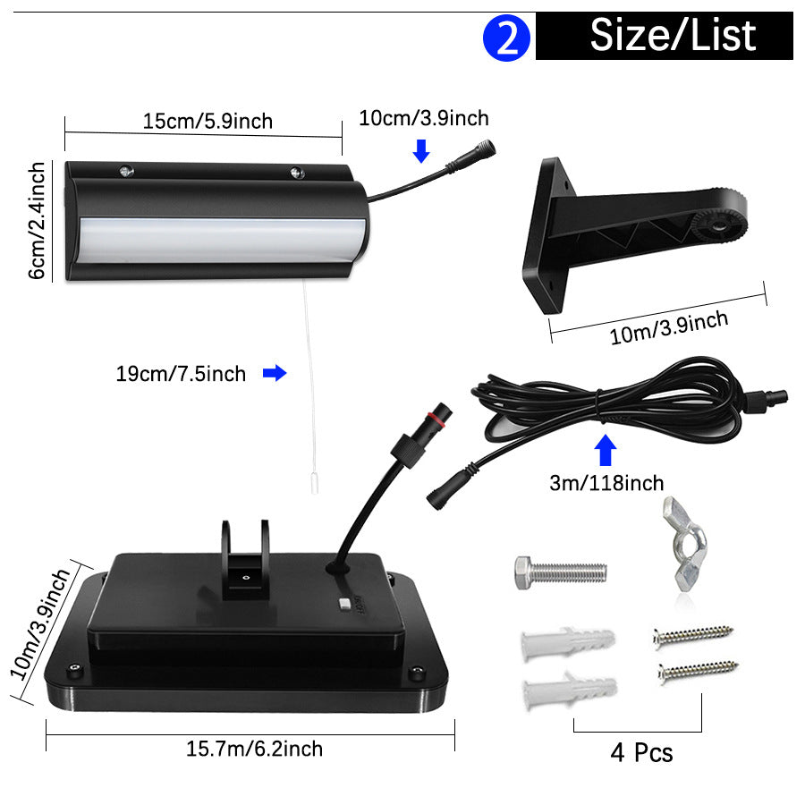 Double Head Solar Pendant Light Outdoor Waterproof Garden PIR Motion Sensor LED Floodlight Dimmable Remote Cord Solar Light Shed