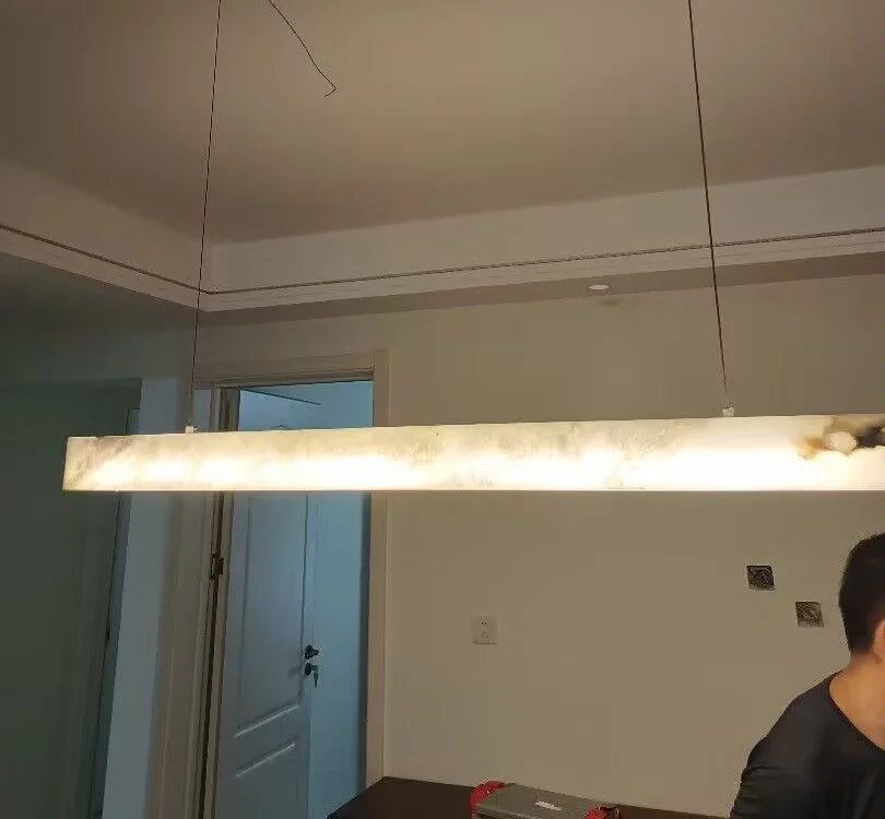 Modern Natural Marble Chandelier Living Room Dining Room Long Island Alabaster Lighting Pure Copper Chandelier Home Decoration