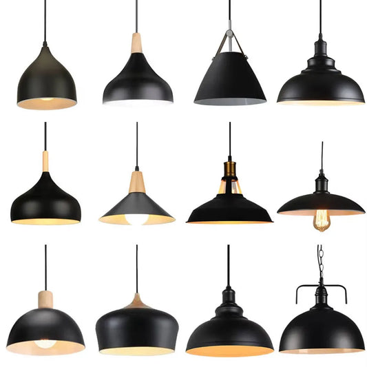 Nordic Modern Hanging Lamps Vintage Iron Black E27 Pendant Lights for Living Room Over Table Dining Room Bedside Suspension Ligh