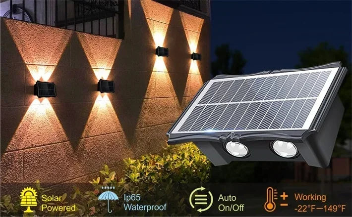 Solar Wall Lamp Outdoor LED Solar Light Waterproof 4/6/8LED Solar Powered Garden Decoration Lights for Balcony Porch Fence