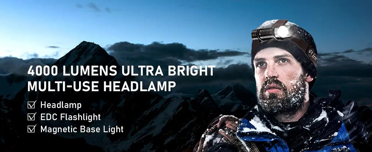 SOFIRN HS41 Headlamp 4000lm 21700 USB C Rechargeable with SST20 LED Torch Indicator with Magnetic Tail Flashlight