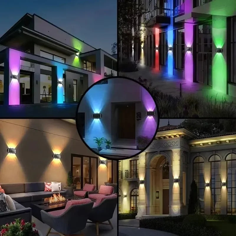 Solar Wall Lamp Outdoor LED Solar Light Waterproof 4/6/8LED Solar Powered Garden Decoration Lights for Balcony Porch Fence