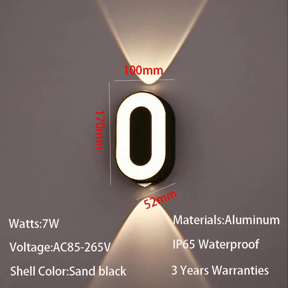 AC85-265V 7W LED Wall Lamp Digit Number Indoor&Outdoor IP65 Waterproof Modern Minimalism Style Aluminum Porch Garden Lights