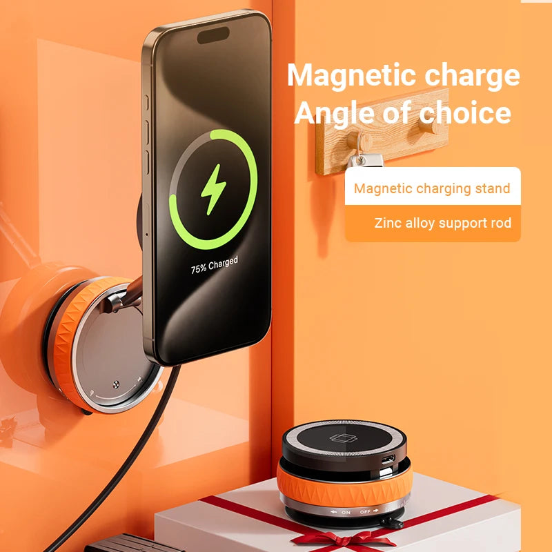 KEBIDUMEI 15W Car Phone Holder Vacuum Magnetic Suction Cup Folding Stand 360 Degree Rotation Car Mount Magnetic Auto Bracket