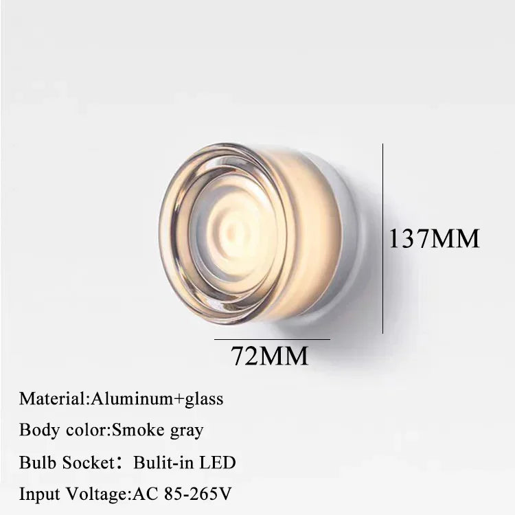 Modern Glass Round Wall Sconce Light Fixtures for Bedroom Bedside Hotel Background Decoration Led Nordic Colorful Lamp Luminaire
