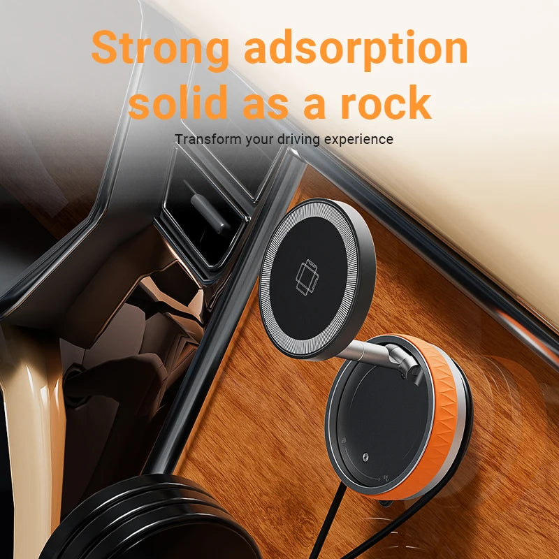 KEBIDUMEI 15W Car Phone Holder Vacuum Magnetic Suction Cup Folding Stand 360 Degree Rotation Car Mount Magnetic Auto Bracket