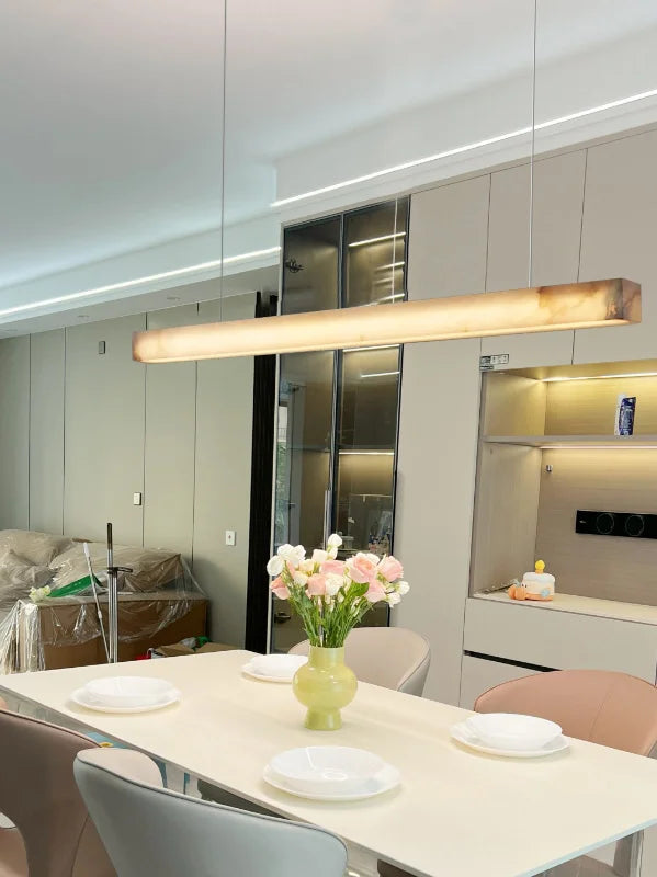 Modern Natural Marble Chandelier Living Room Dining Room Long Island Alabaster Lighting Pure Copper Chandelier Home Decoration