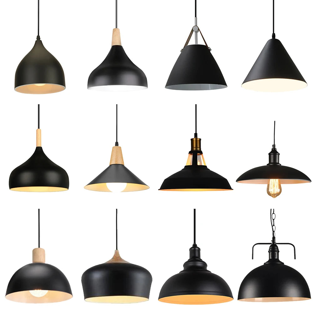 Nordic Modern Hanging Lamps Vintage Iron Black E27 Pendant Lights for Living Room Over Table Dining Room Bedside Suspension Ligh