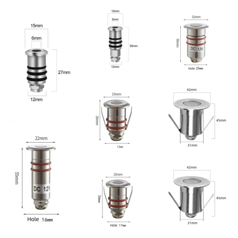 Mini LED IP68 Waterproof Stainless Steel Pool Underwater Lamp DC12V 24V Stair Pathway Garden Deck Spotlight Underground Light