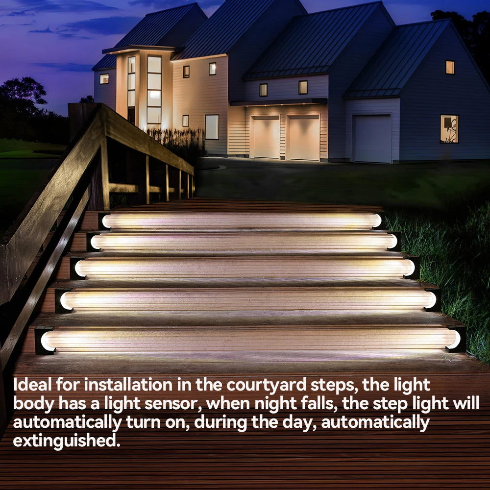 Solar Stair Light LED Porch Light Outdoor IP65 Waterproof Solar Light Decorative Lighting For Garden Deck Path 2pcs no-punch