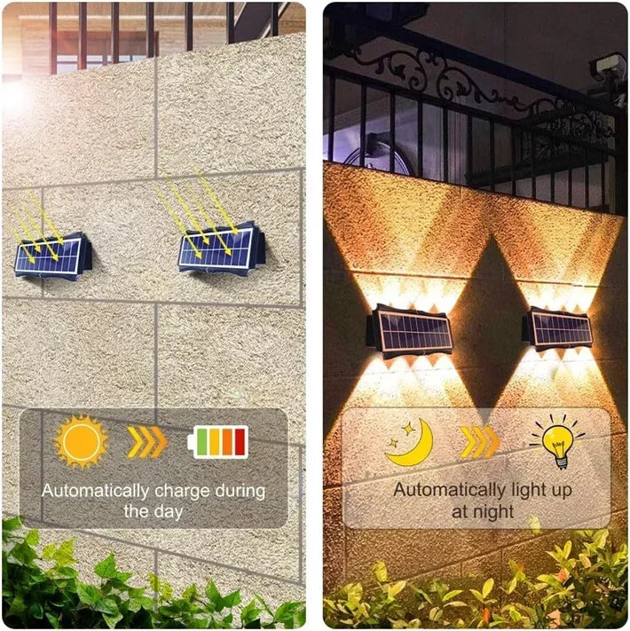 Solar Wall Lamp Outdoor LED Solar Light Waterproof 4/6/8LED Solar Powered Garden Decoration Lights for Balcony Porch Fence