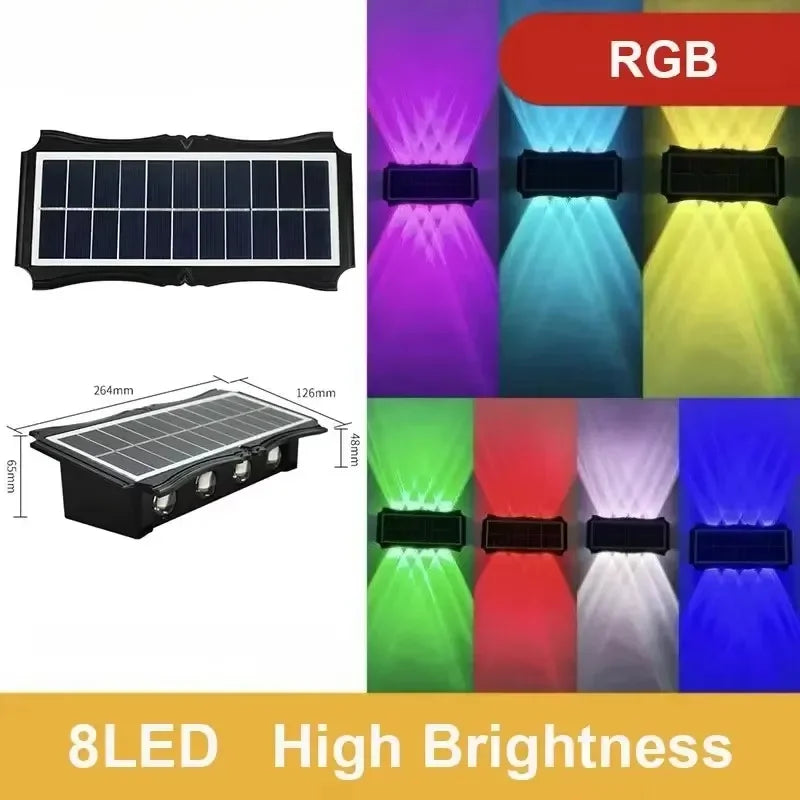 Solar Wall Lamp Outdoor LED Solar Light Waterproof 4/6/8LED Solar Powered Garden Decoration Lights for Balcony Porch Fence