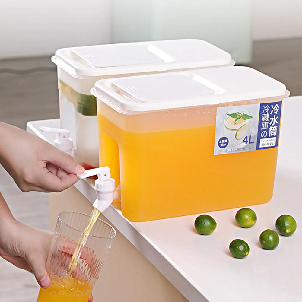 4L Refrigerator Cold Kettle Multifunction with Faucet Fridge Water Container Large Capacity Fridge Water Jug for Kitchen Fridge