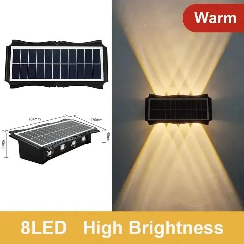 Solar Wall Lamp Outdoor LED Solar Light Waterproof 4/6/8LED Solar Powered Garden Decoration Lights for Balcony Porch Fence