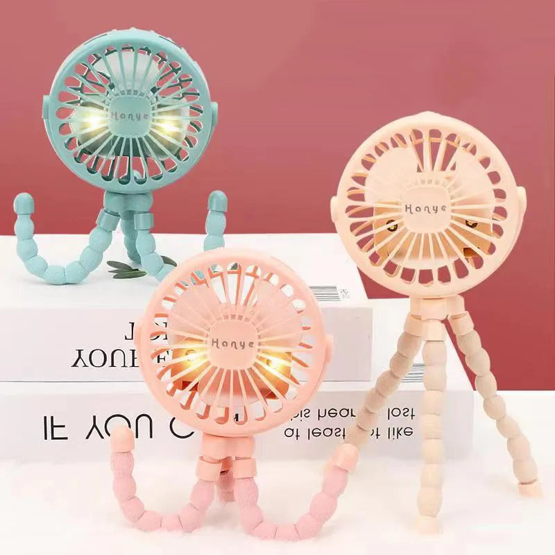 Baby Stroller Fan Hand Held Rechargeable USB Bladeless Small Folding Fans Mini Ventilator Silent Table Outdoor Cooler Neck Fan