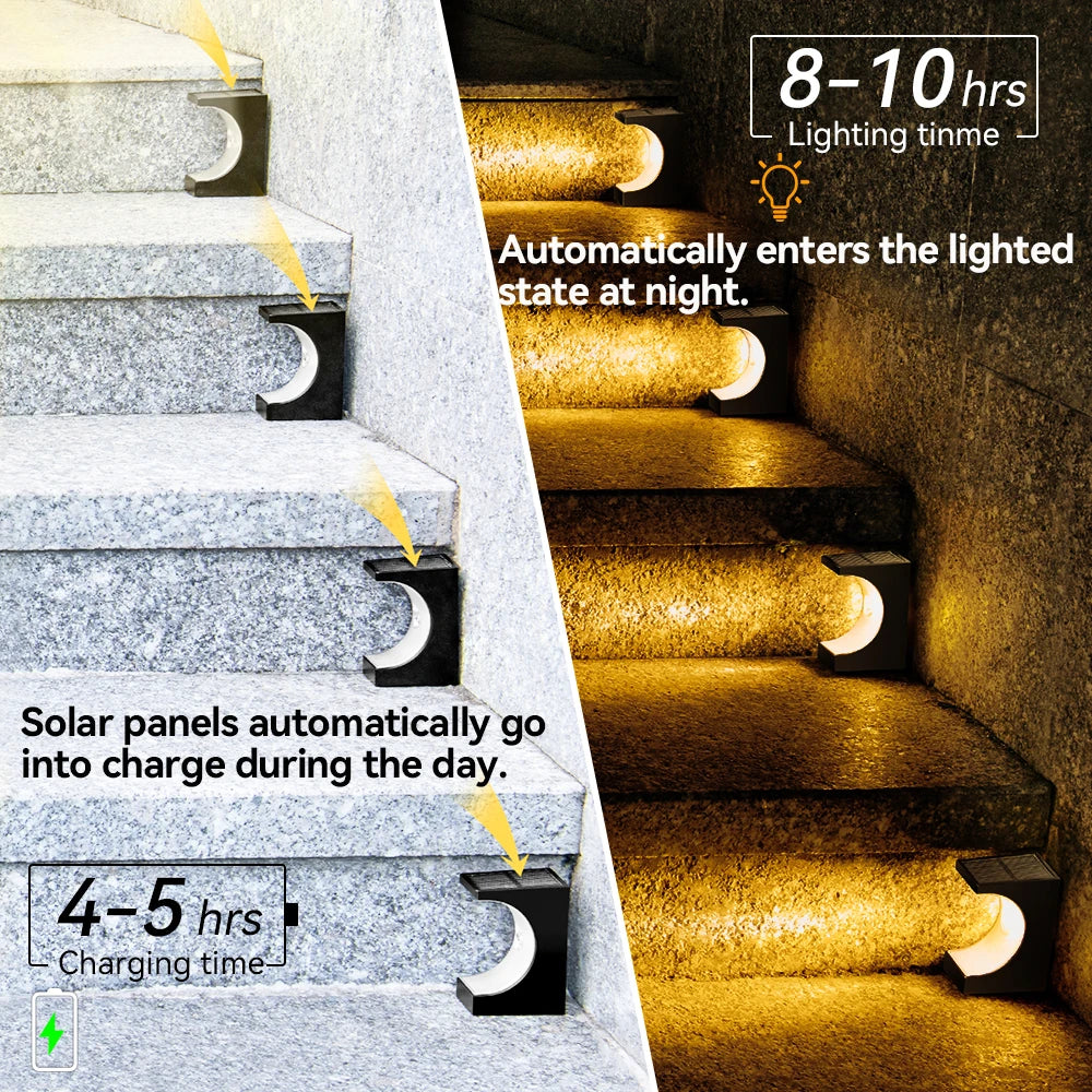 Solar Stair Light LED Porch Light Outdoor IP65 Waterproof Solar Light Decorative Lighting For Garden Deck Path 2pcs no-punch