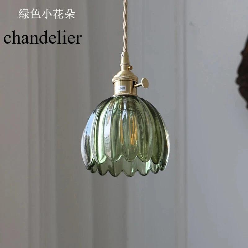 Modern Floral Glass Wall Lamp With a Switch For Bedroom Room Decoration Study Led Lights Mirror Light Nordic Wall Sconce