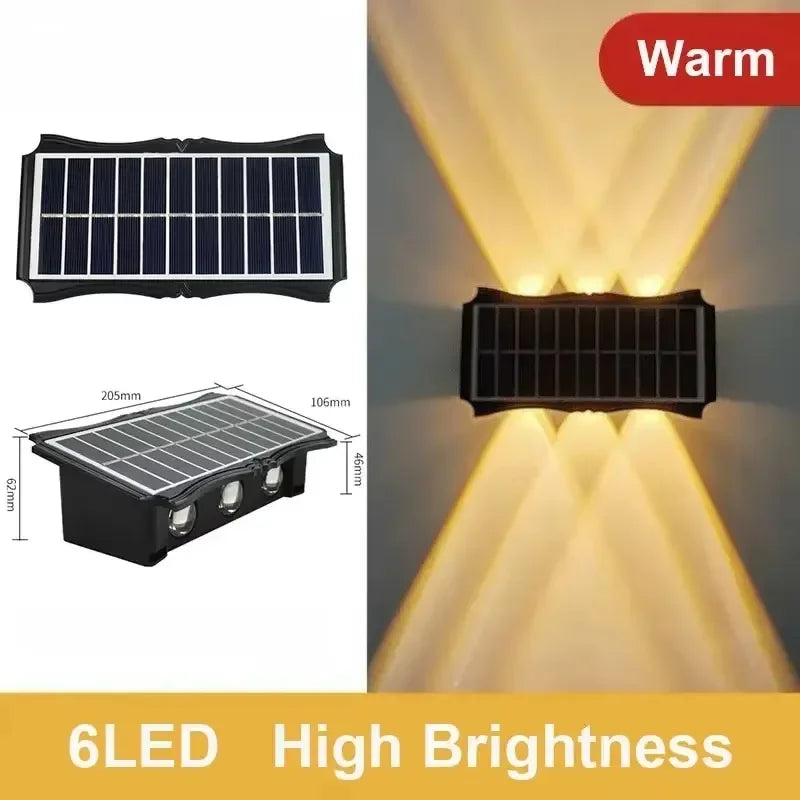 Solar Wall Lamp Outdoor LED Solar Light Waterproof 4/6/8LED Solar Powered Garden Decoration Lights for Balcony Porch Fence