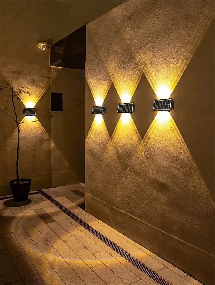 Solar Wall Lamp Outdoor LED Solar Light Waterproof 4/6/8LED Solar Powered Garden Decoration Lights for Balcony Porch Fence
