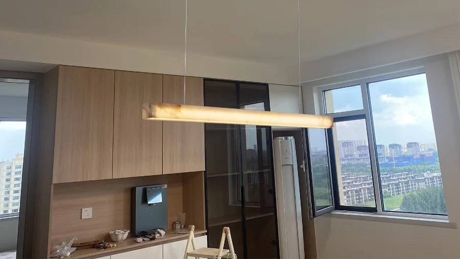Modern Natural Marble Chandelier Living Room Dining Room Long Island Alabaster Lighting Pure Copper Chandelier Home Decoration