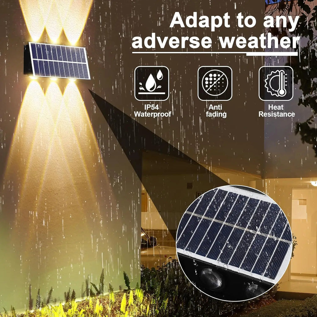 Solar Wall Lamp Outdoor LED Solar Light Waterproof 4/6/8LED Solar Powered Garden Decoration Lights for Balcony Porch Fence