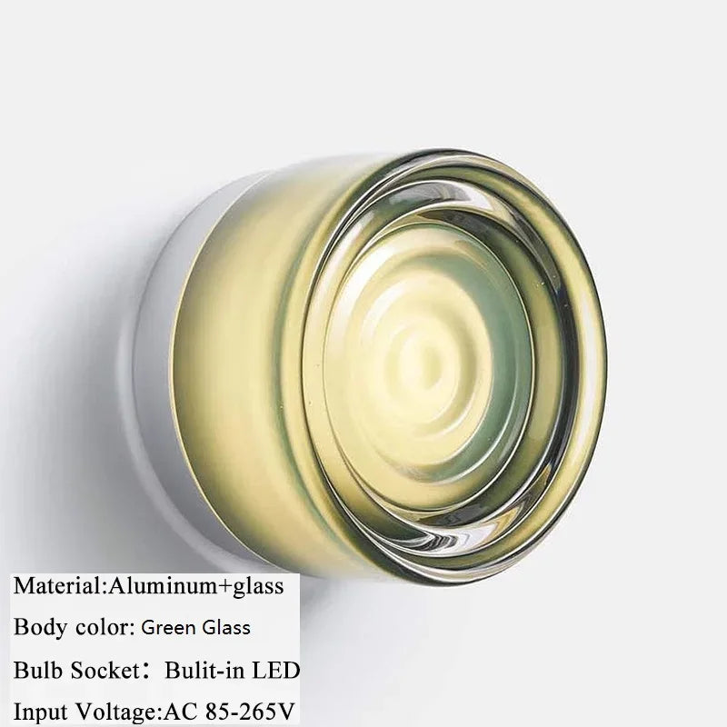 Modern Glass Round Wall Sconce Light Fixtures for Bedroom Bedside Hotel Background Decoration Led Nordic Colorful Lamp Luminaire