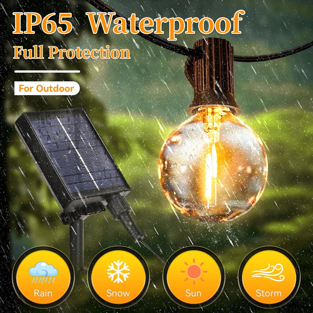 Outdoor Solar Light Waterproof String Warm Light Bulb With Remote Control 7/10/15M for Solar Garden Balcony Decorative Lighting
