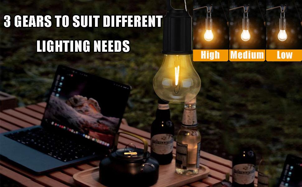 Outdoor USB Rechargeable LED Lamp Bulbs High Brightness Emergency Light Hook Up Camping Fishing Portable Lantern Night Lights